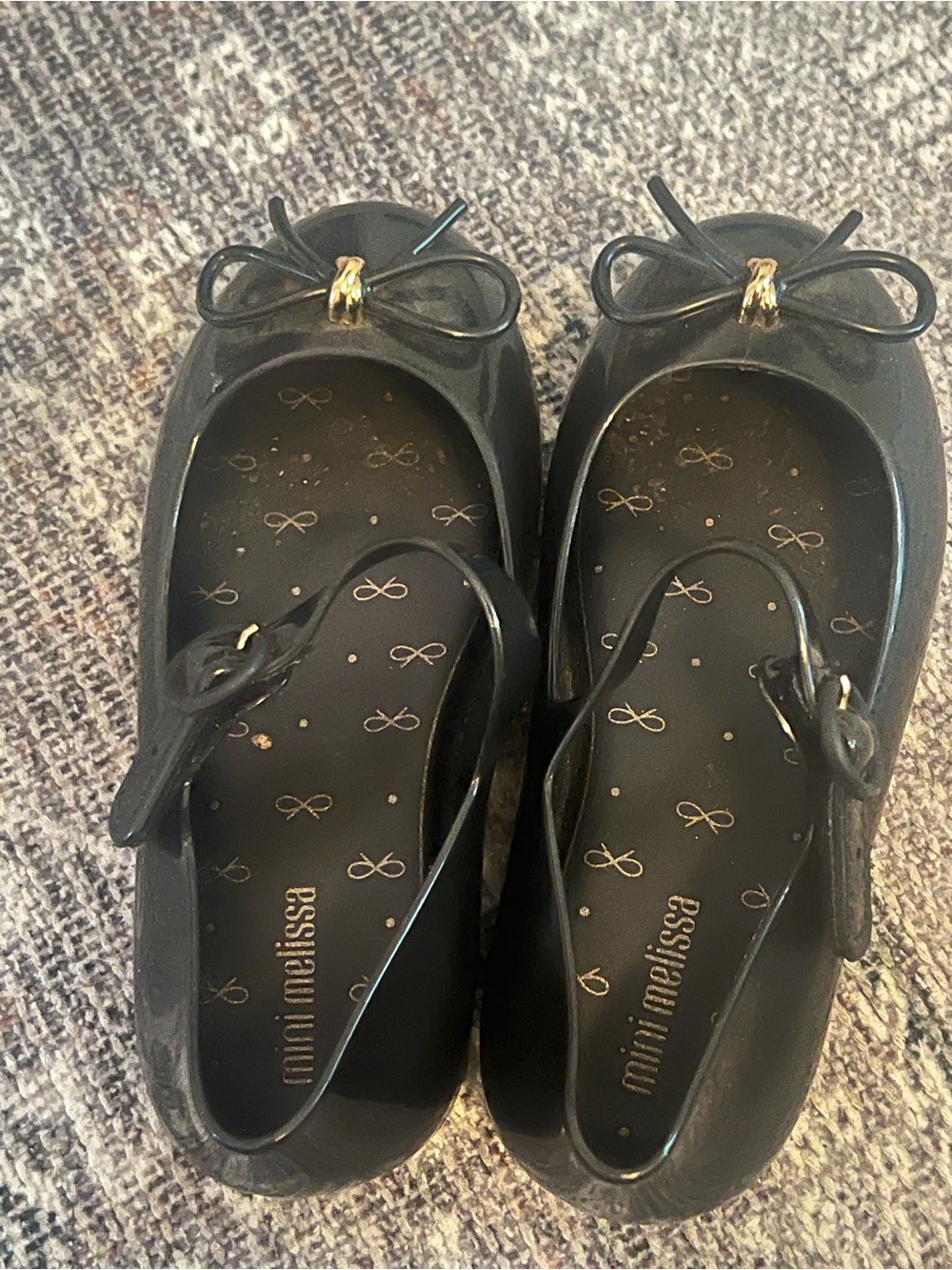 Mini Melissa Black Jelly Bow Mary Jane Flats